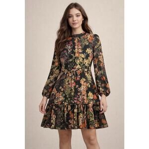 Melonie T Plus Floral Midi Dress Size 16 Fairycore Sheer Lined Witchy Garden